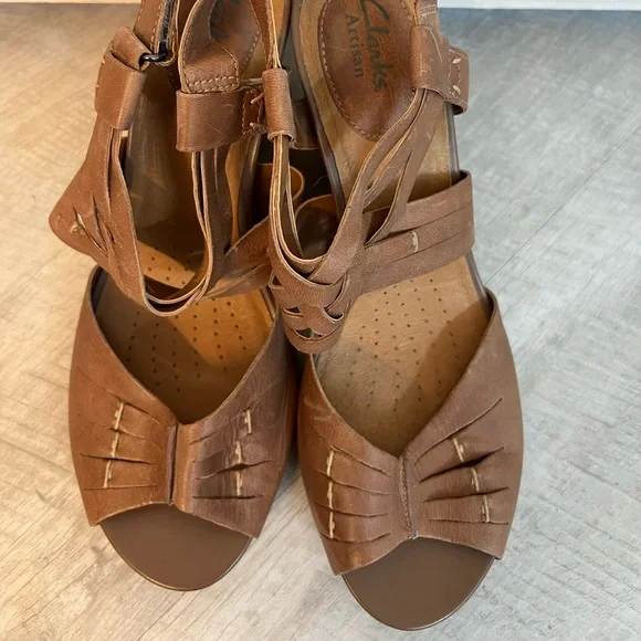 Clark’s Artisan Espadrille wedge - tan leather, size 9M - Picture 2 of 11